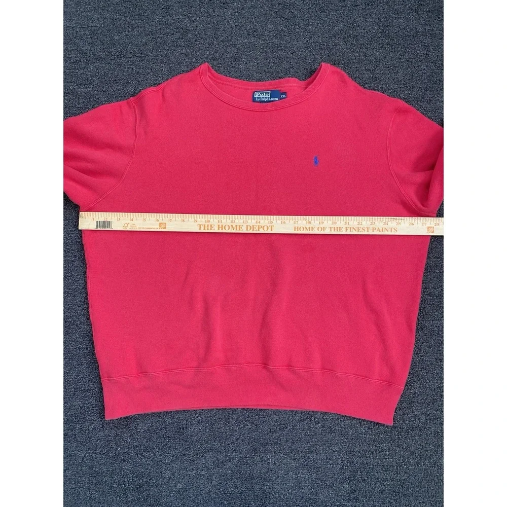 Vintage Polo Ralph Lauren Wide Crewneck Sweatshirt Red‎ Mens 2XL Pullover Pony